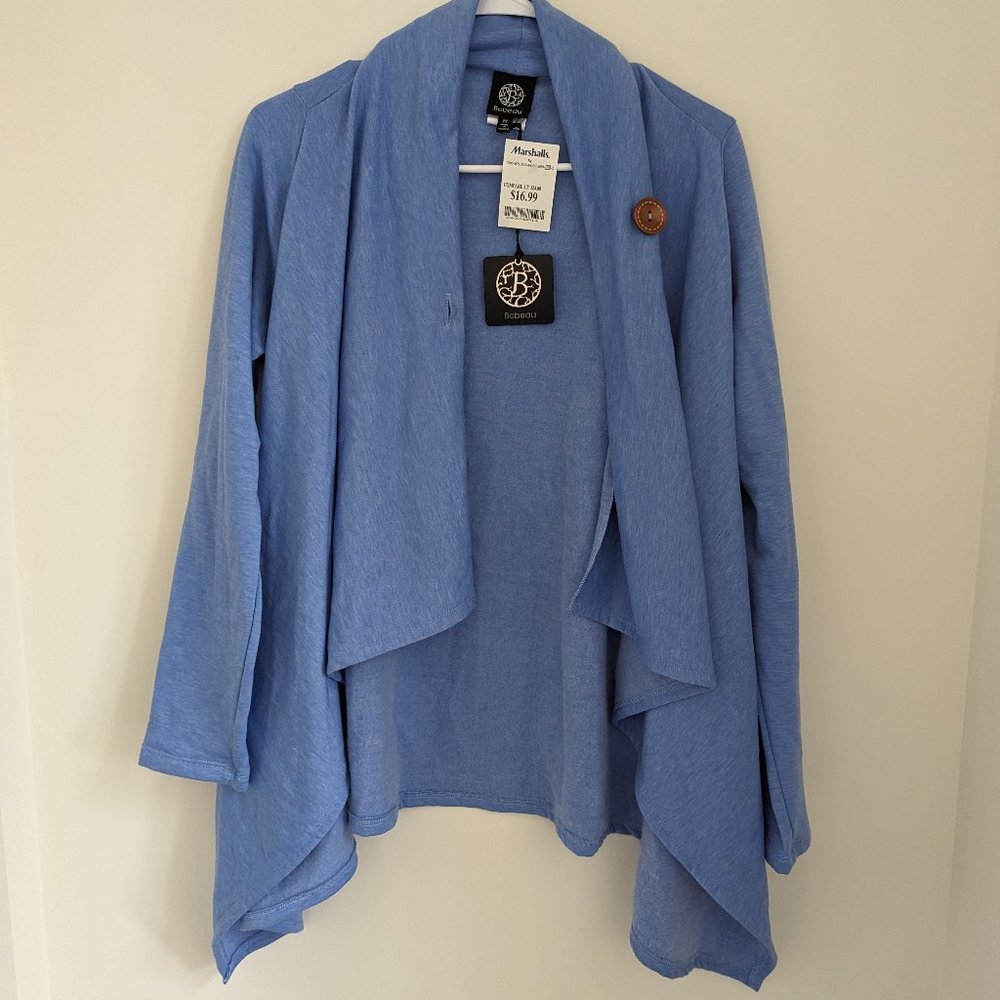 NWT Blue Bobeau Medium Wrap Cardigan